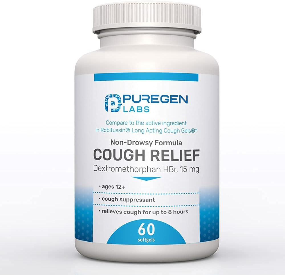 Cough Relief for Adults Dextromethorphan Hbr 15Mg (60 Softgels) 8-Hour, Non-Drow