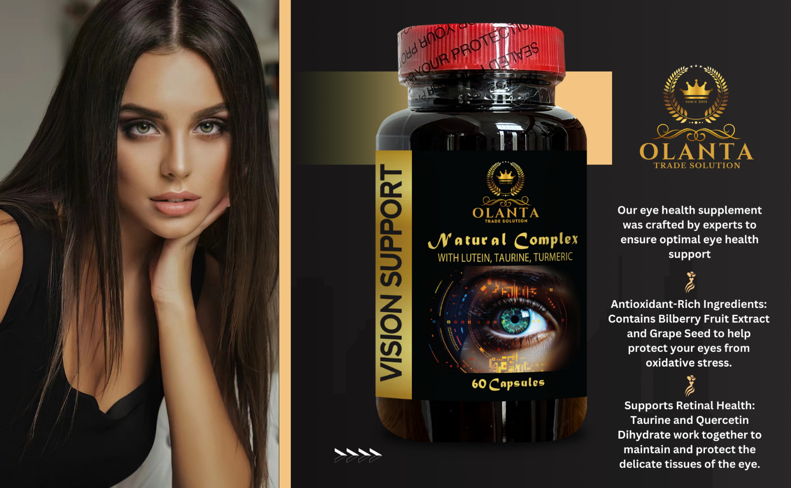 VISION SUPPORT – advanced vision formula with lutein, taurine supplements humans