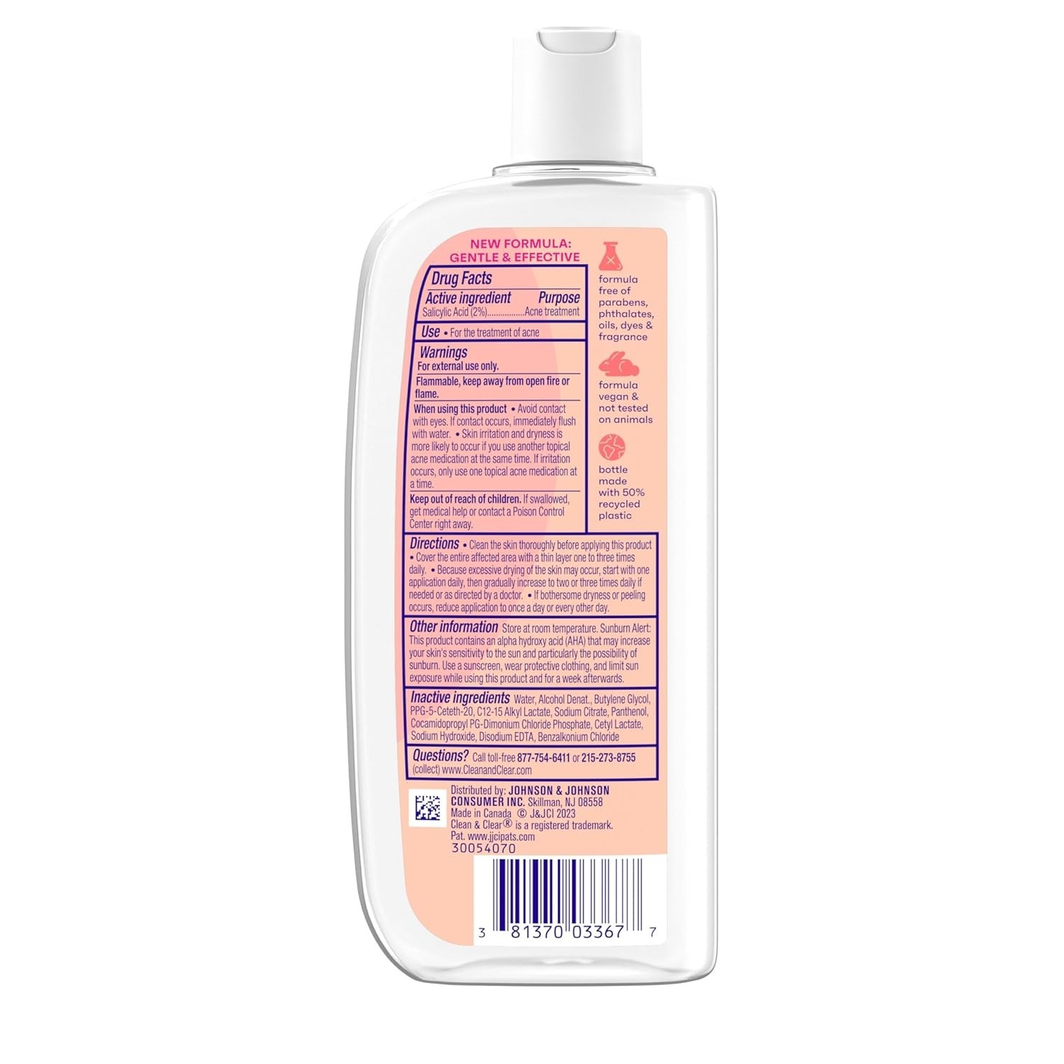 Clean & Clear Oil-Free Acne Toner 2% Salicylic Acid Deep Pore Treatment 8 fl oz
