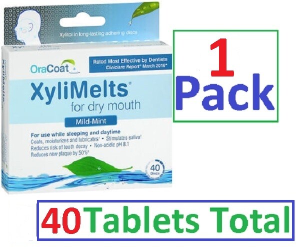 Xylimelts Dry Mouth Discs MILD MINT 40ct ALWAYS FRESH!