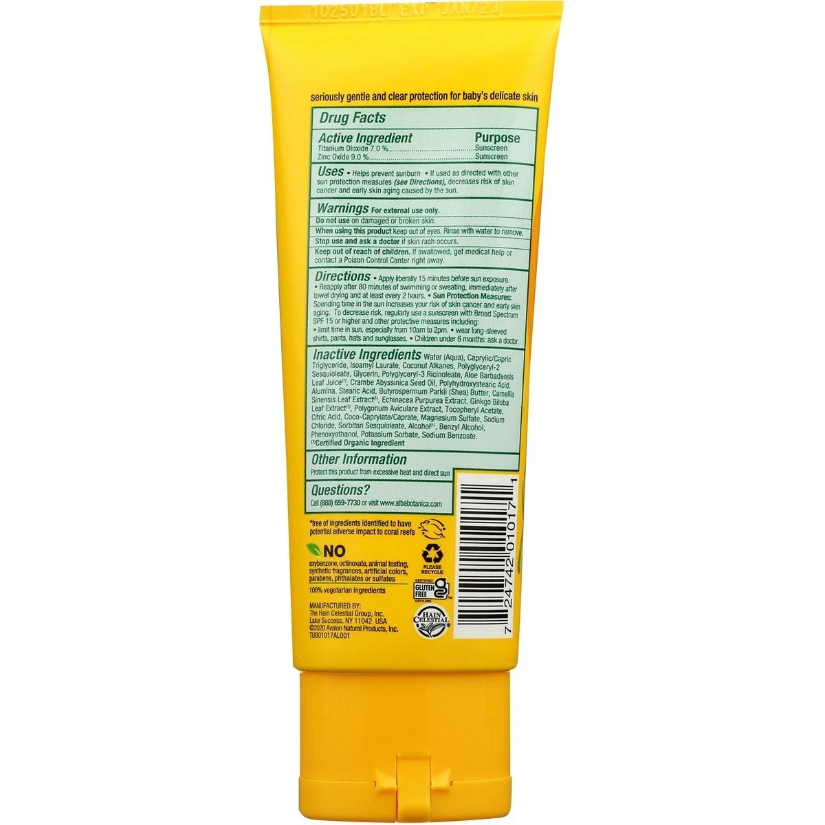 Baby Sunscreen Lotion Clear Mineral Broad Spectrum SPF 45 Alba Botanica