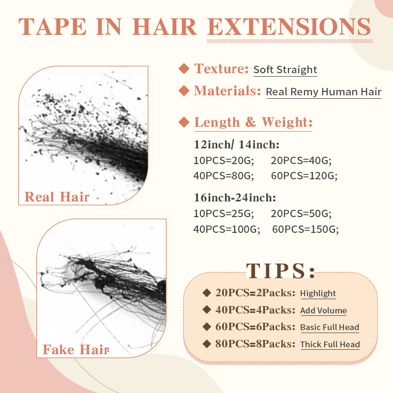 HAIRRO-USA Tape In 100% Human Hair Extensions Invisible Remy Hair Thick End 50GR