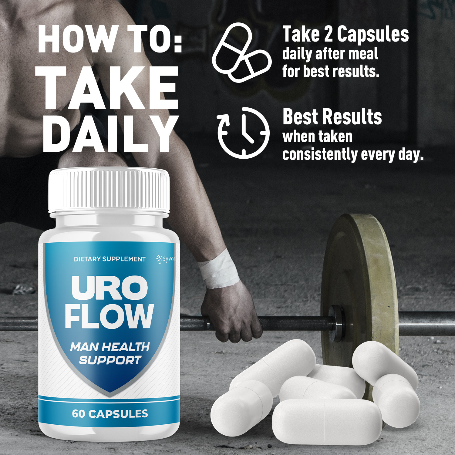 (1 Pack) Uro Flow for Men Prostate Health & Urinary Support Supplement 60 Caps