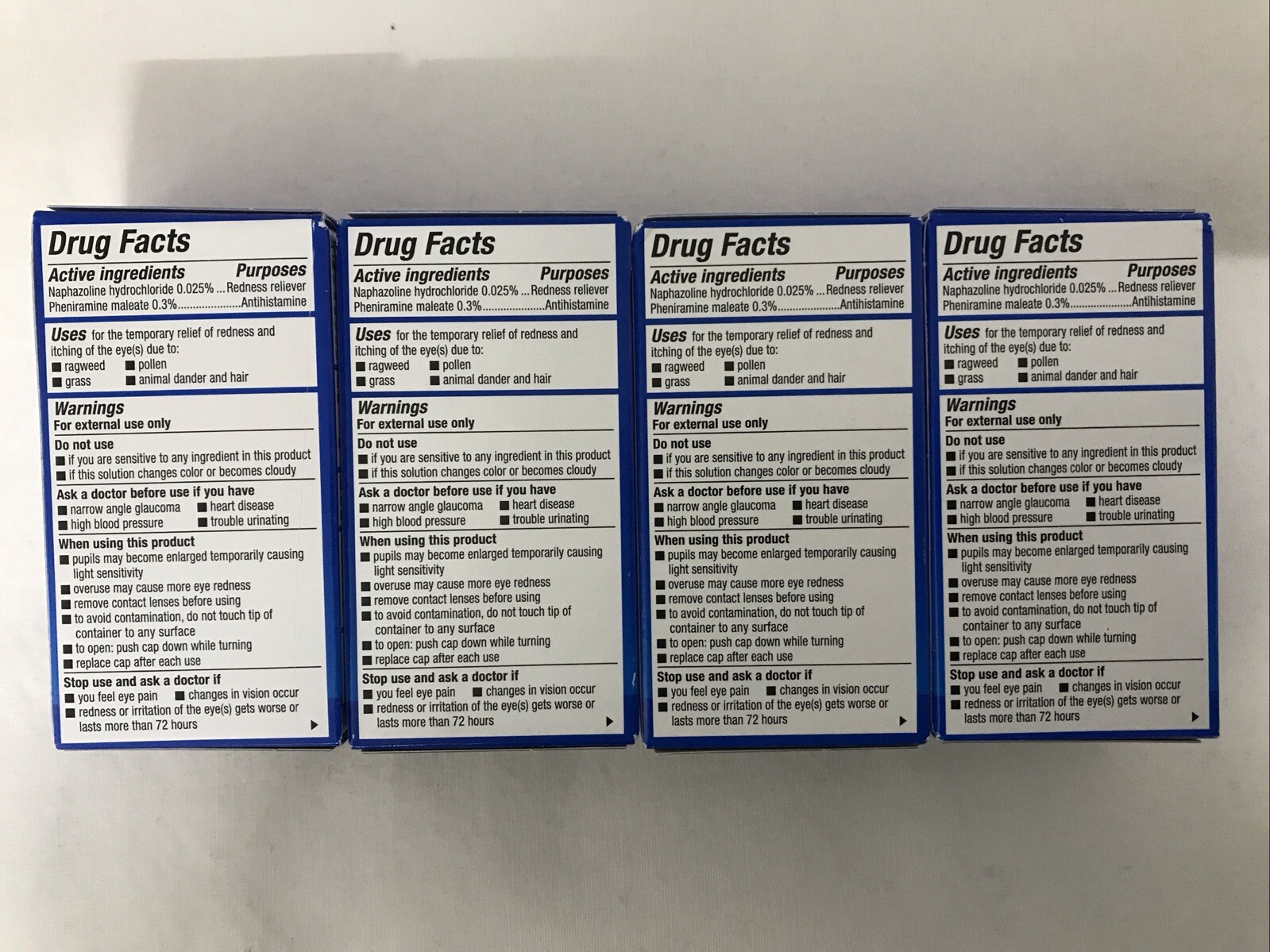 Exp 05/2027) 4 Boxes Naphcon A Eye Allergy Relief Drops 15 ml(0.5oz)