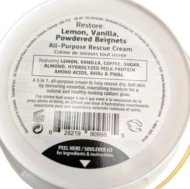 Tweak’d by Nature Eye Face Body Damaged Skin Rescue Cream Lemon Beignets 15.75oz