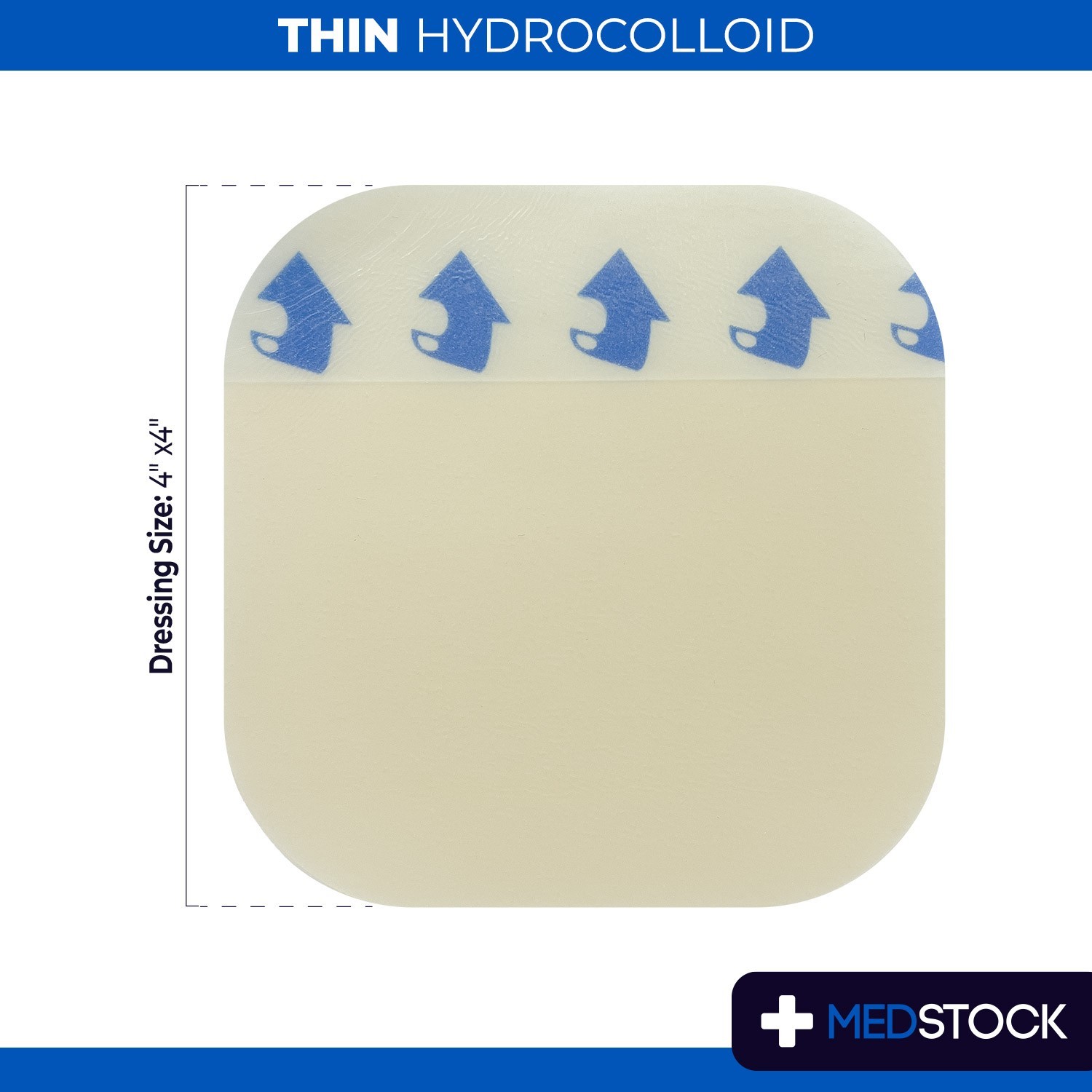 MEDSTOCK Thin Hydrocolloid Dressing – 4″ x 4″ (Box of 10)