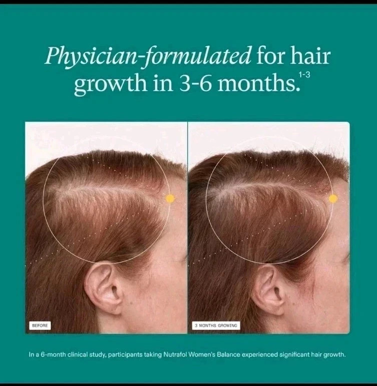 Nutrafol Women’s Balance Hair Growth Nutraceutical 120 Capsules 100% Drug-Free
