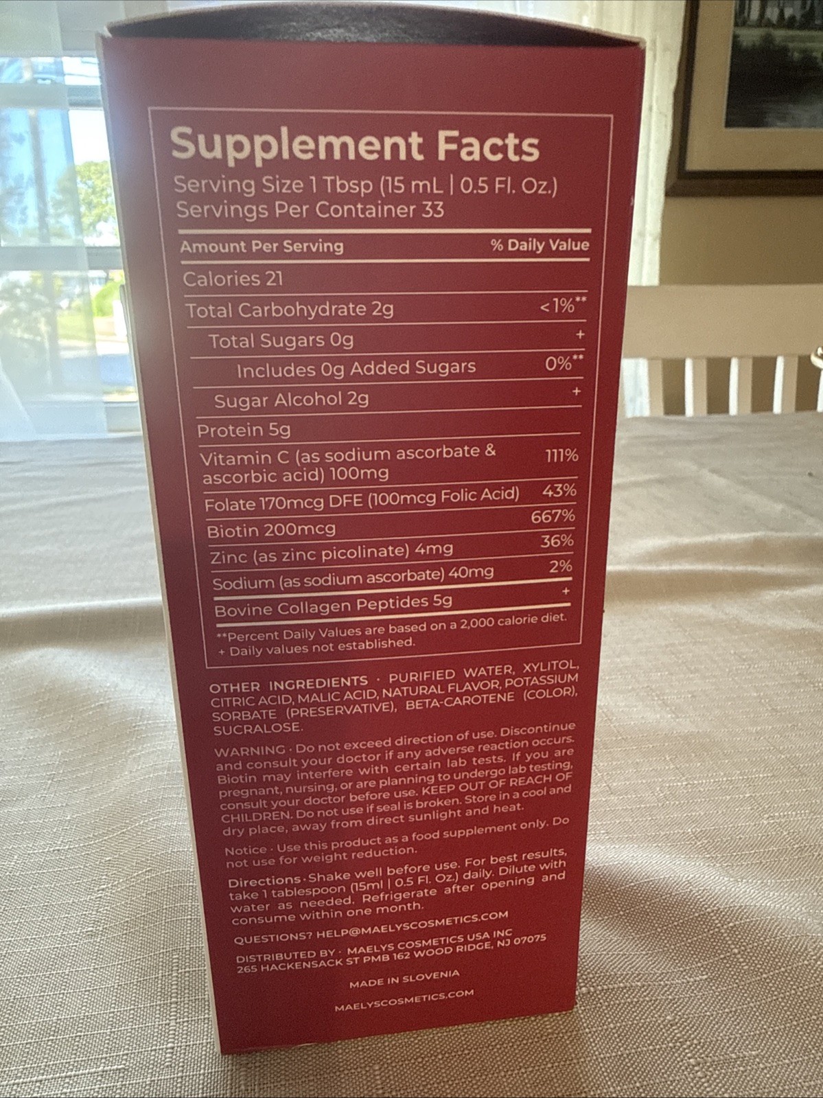 MAELYS COLLAGEN + BIOTIN ORANGE PEACH SUPERCHARGED LIQUID COLLAGEN 16.9oz NIB