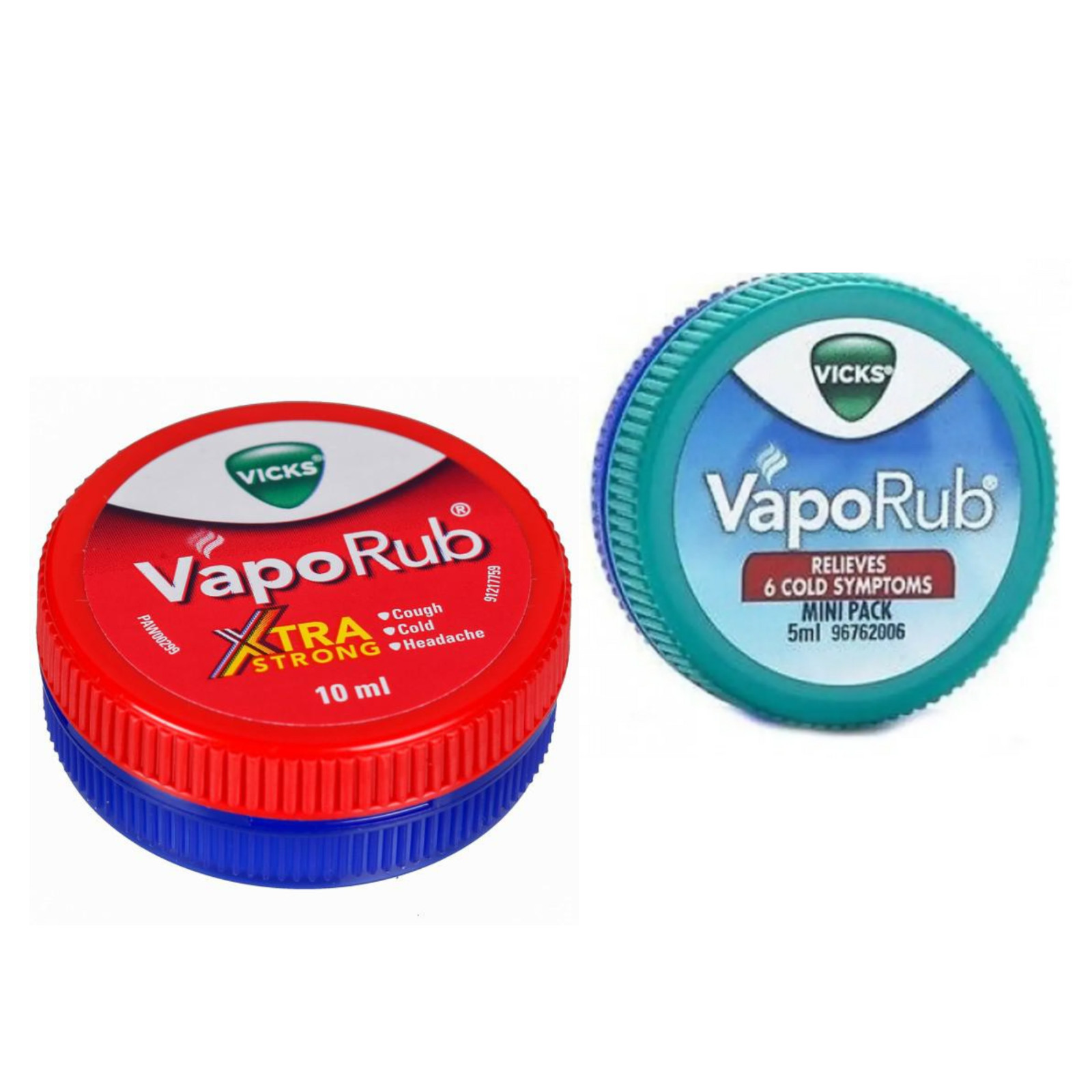 Vicks VapoRub Balm Xtra Strong 10ml, Regular 5ml & 12g Cold & Headache Relief