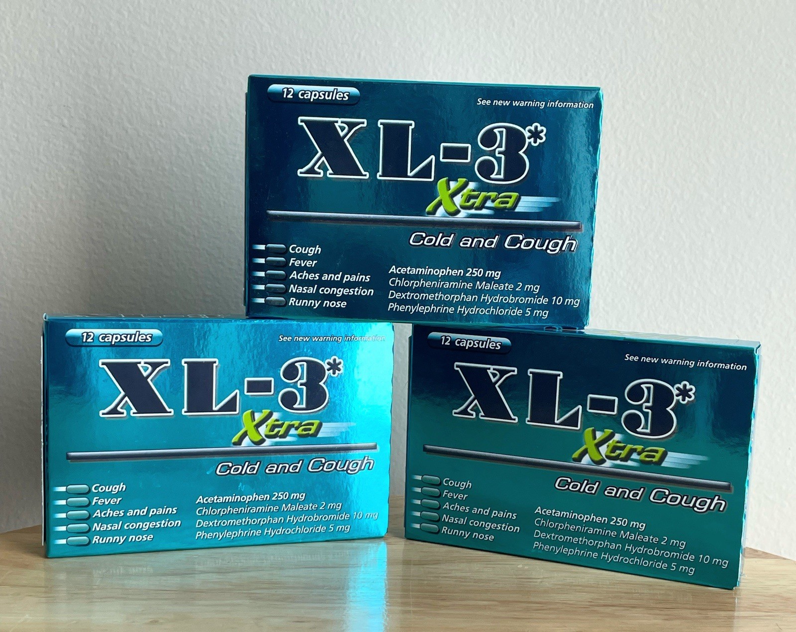 3 XL-3 XTRA Cold And Cough Medicine 12 Capsules Each Box Lot-EXP 08/2027