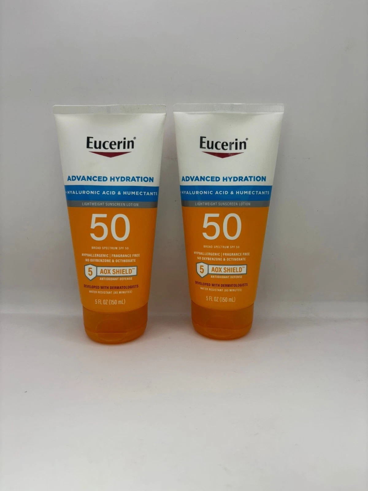 Eucerin Advanced Hydration Sunscreen Lotion SPF50 5 fl oz (lot of 2) (EXP12/25)