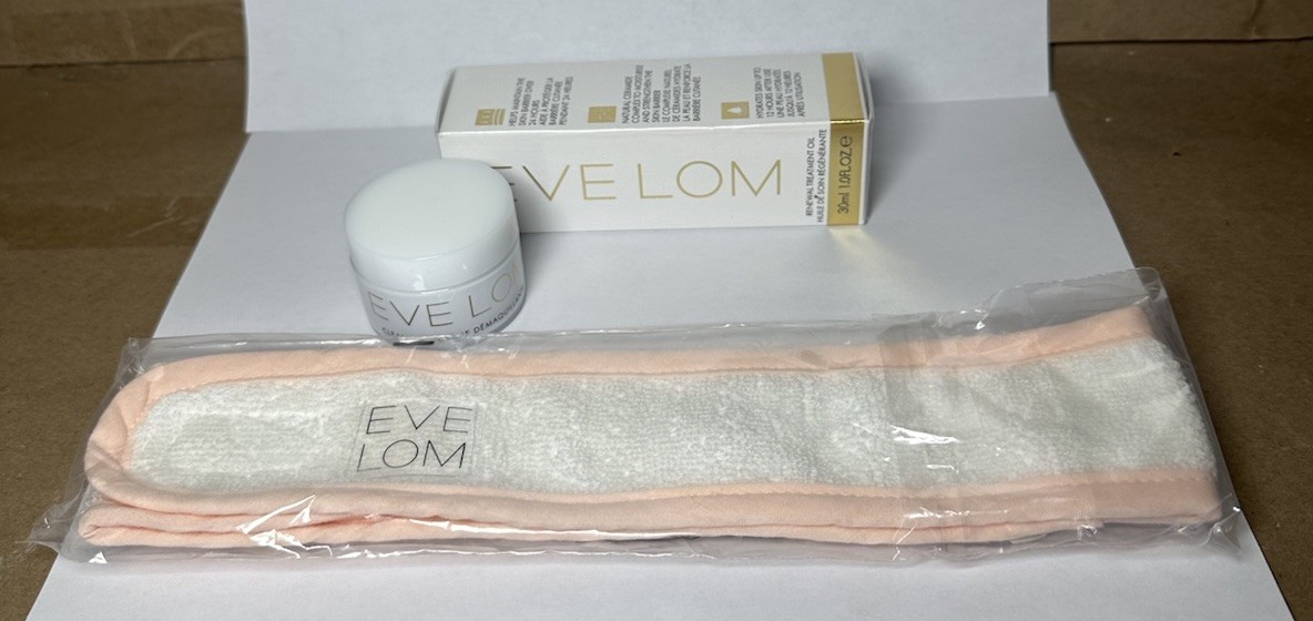 New Sealed Eve Lom Renewal Treatment Oil 1.0 Fl Oz W/ Headband & 0.7oz Cleanser