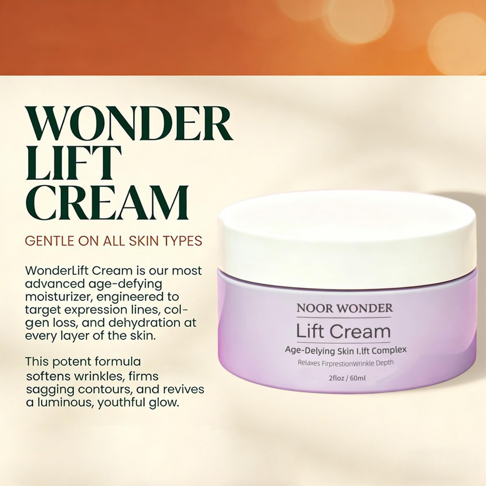Noor Wonder Lift Cream Anti-Wrinkle Firming Anti-Aging Skin Care 60ML