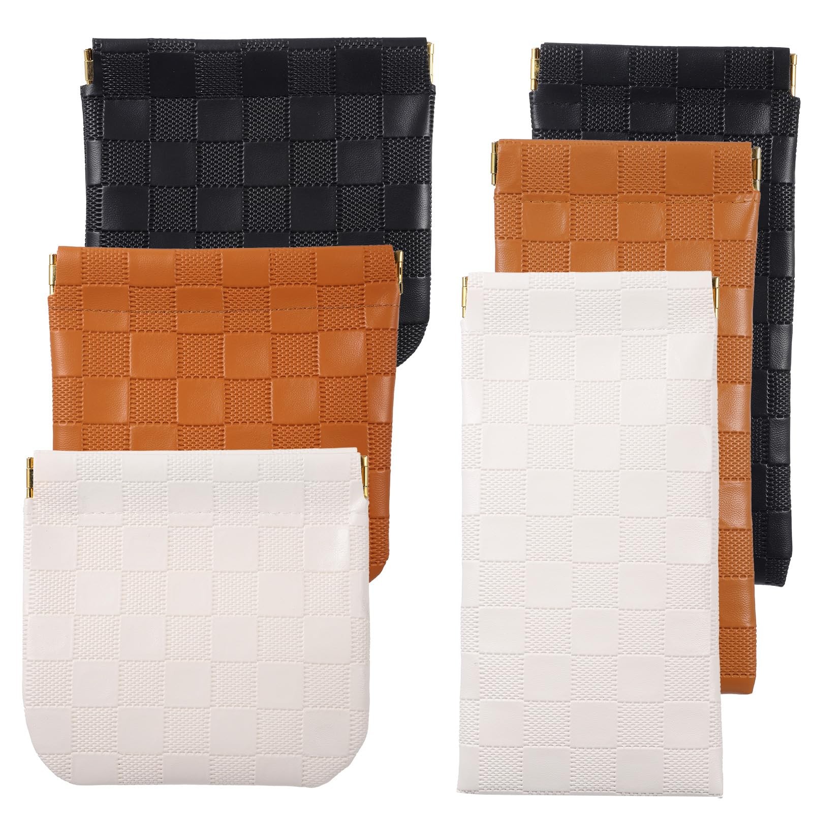6 Pcs Small Makeup Bag 7.28 × 3.54 Inches/18.5 × 9 Cm, Black, white, brown