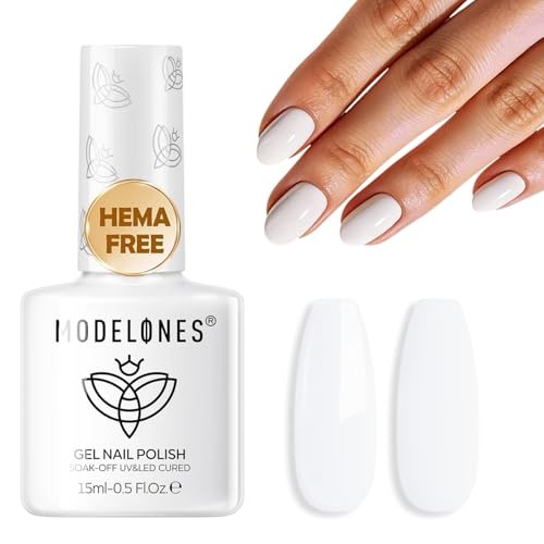 HEMA-Free Gel Nail Polish 15ml, 28+ Days Long Lasting, UV LED Soak Off, White