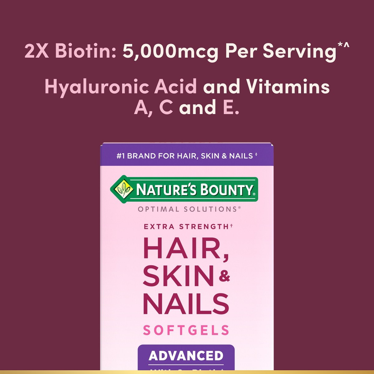 Nature’s Bounty Optimal Solutions Extra Strength Hair, Skin Biotin – 150ct