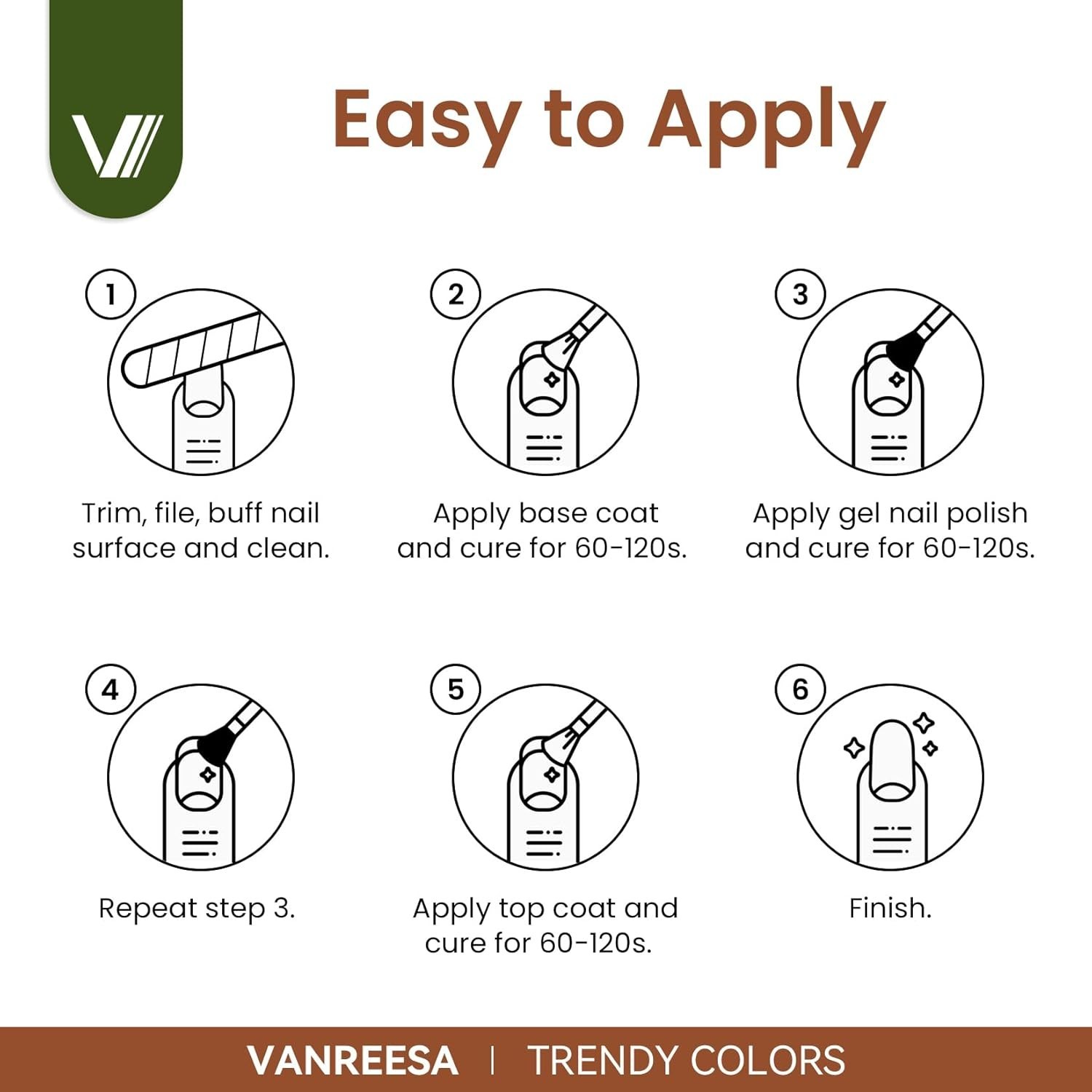 VANREESA 24 Pcs Fall Gel Nail Polish Set, 21 Colors Gel Polish with Base Coat Gl
