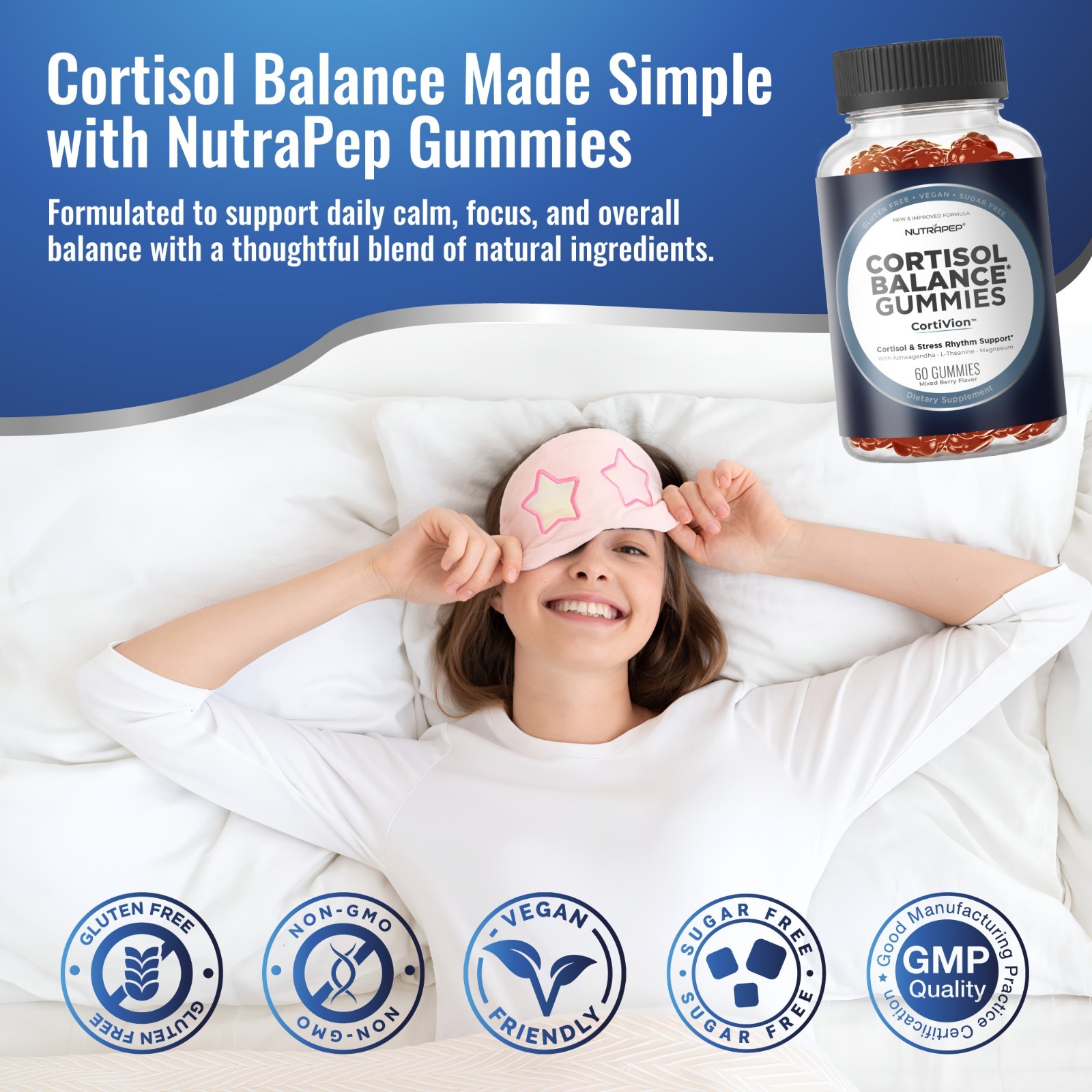 NutraPep Cortisol Gummies for Women Men – 13-in-1 High Cortisol Reducer