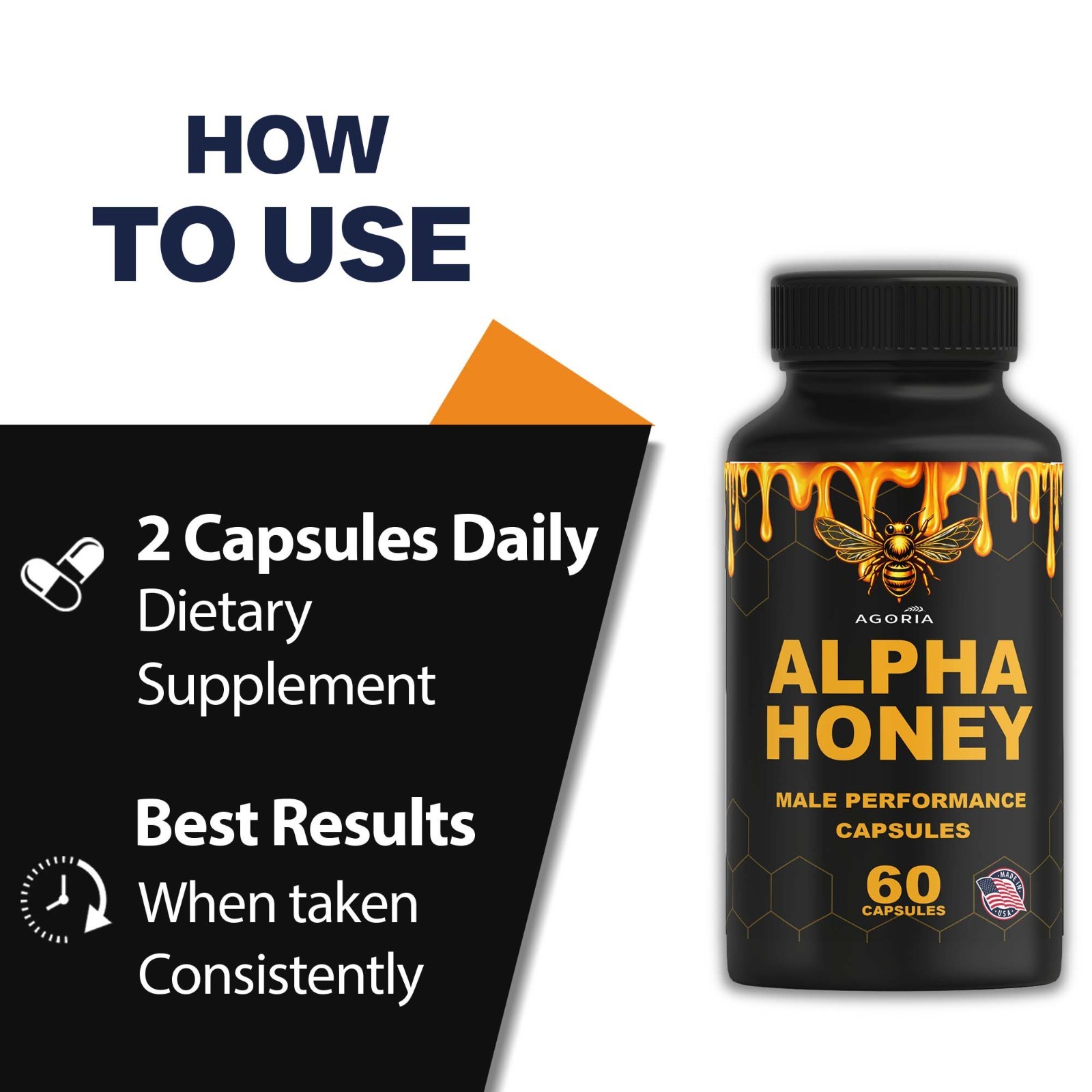 ( 5 Pack ) Alpha Honey Male Performance Capsules, AlphaHoney Capsules Supplement