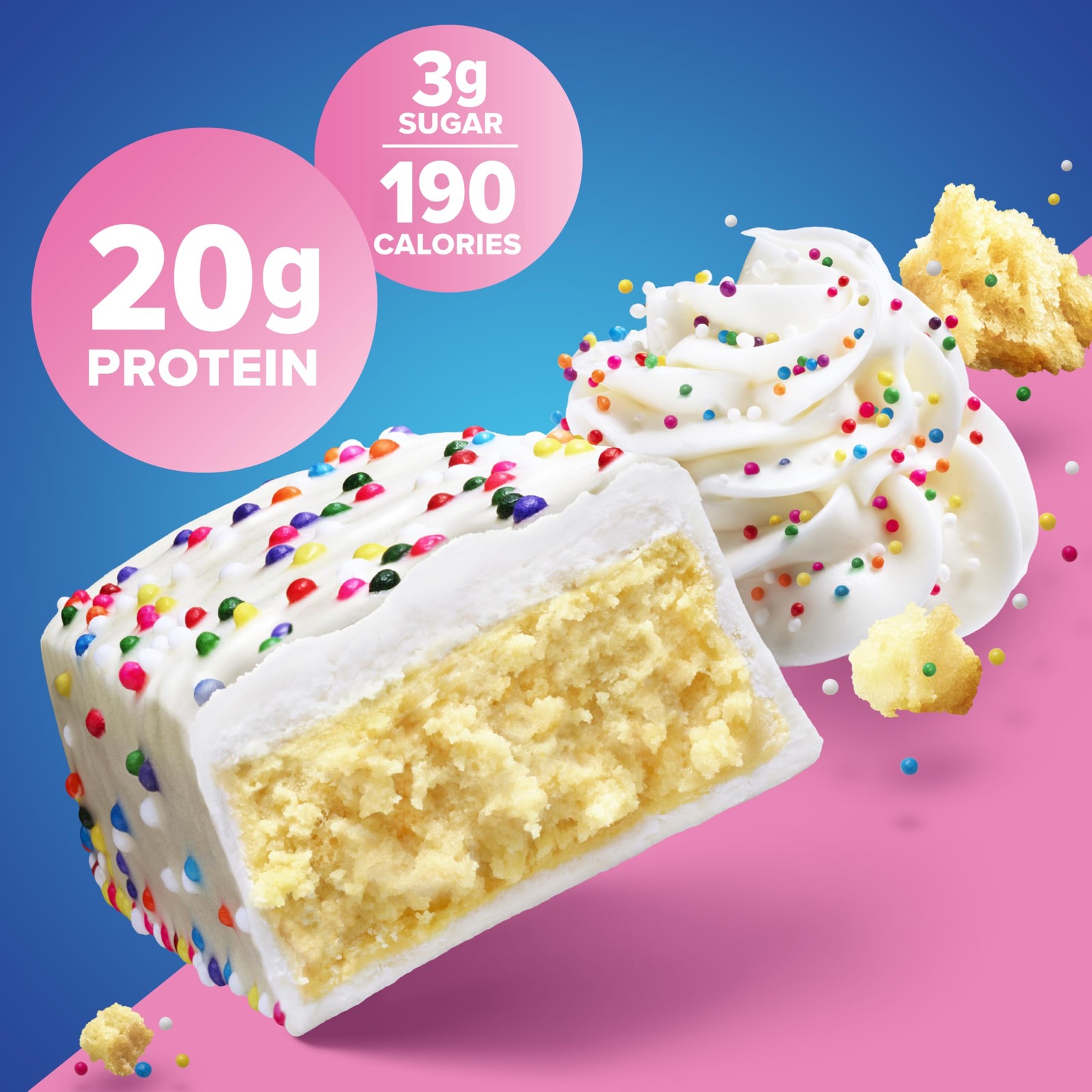Pure Protein Birthday Cake Protein Bars High Protein Snack (12 count) FS.