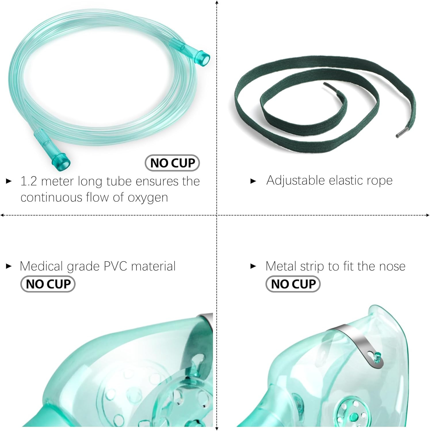 ANSNF 2 Pack Oxygen Mask for Face Adult with 6.6′ Tube & Adjustable Elastic Stra