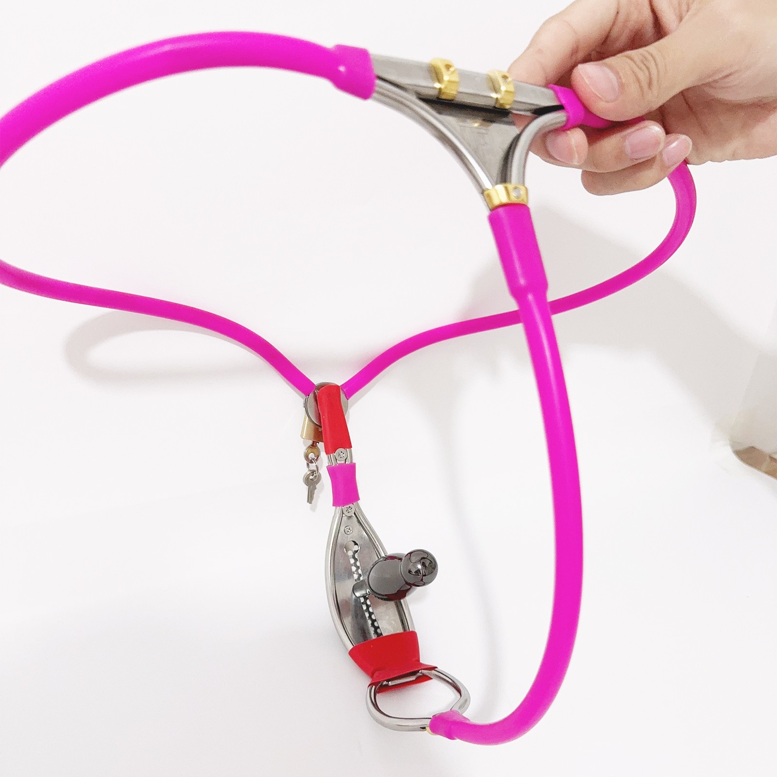 Stainless Steel Chastity Belt Invisible Lockable With Vaginal Plug For Female