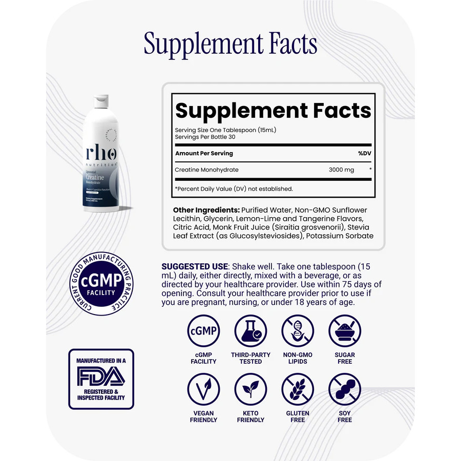 Rho Nutrition Liposomal Creatine Monohydrate – Muscle Recovery Energy Supports