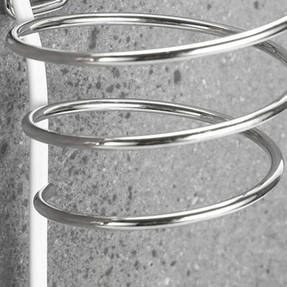 Hair Dryer Holder Wall Mounted Rack Space Save Stainless Steel Bathroom Shelf