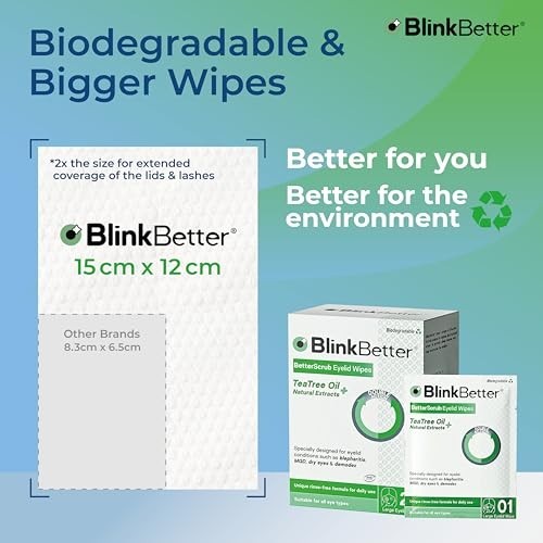 Eyelid Wipes 60 Count Pack of 3 Tea Tree Oil Blepharitis Dry Eye Relief Dual