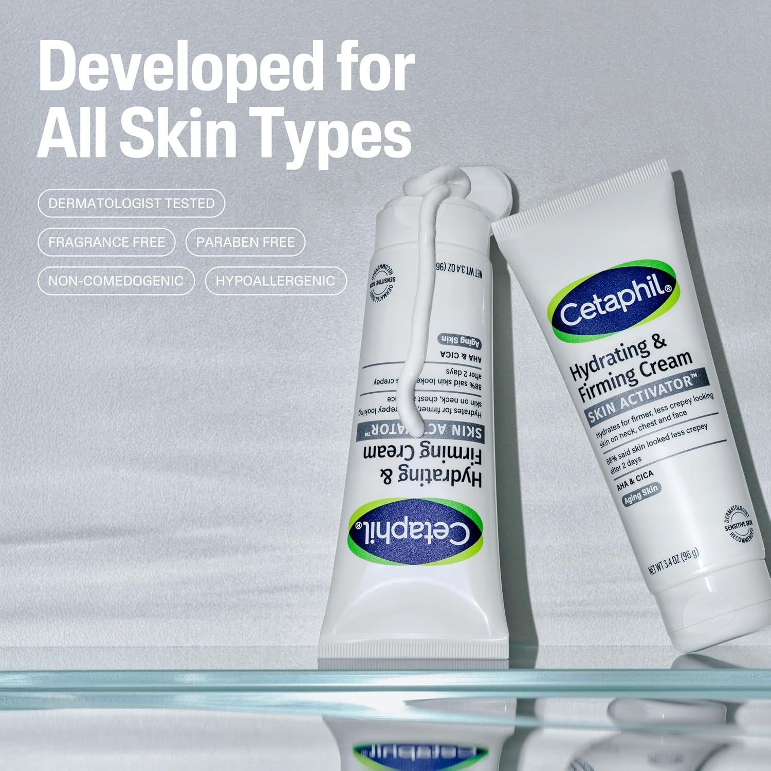 Cetaphil Skin Activator Hydrating & Firming Cream For Face, Neck & Chest 3.4 oz