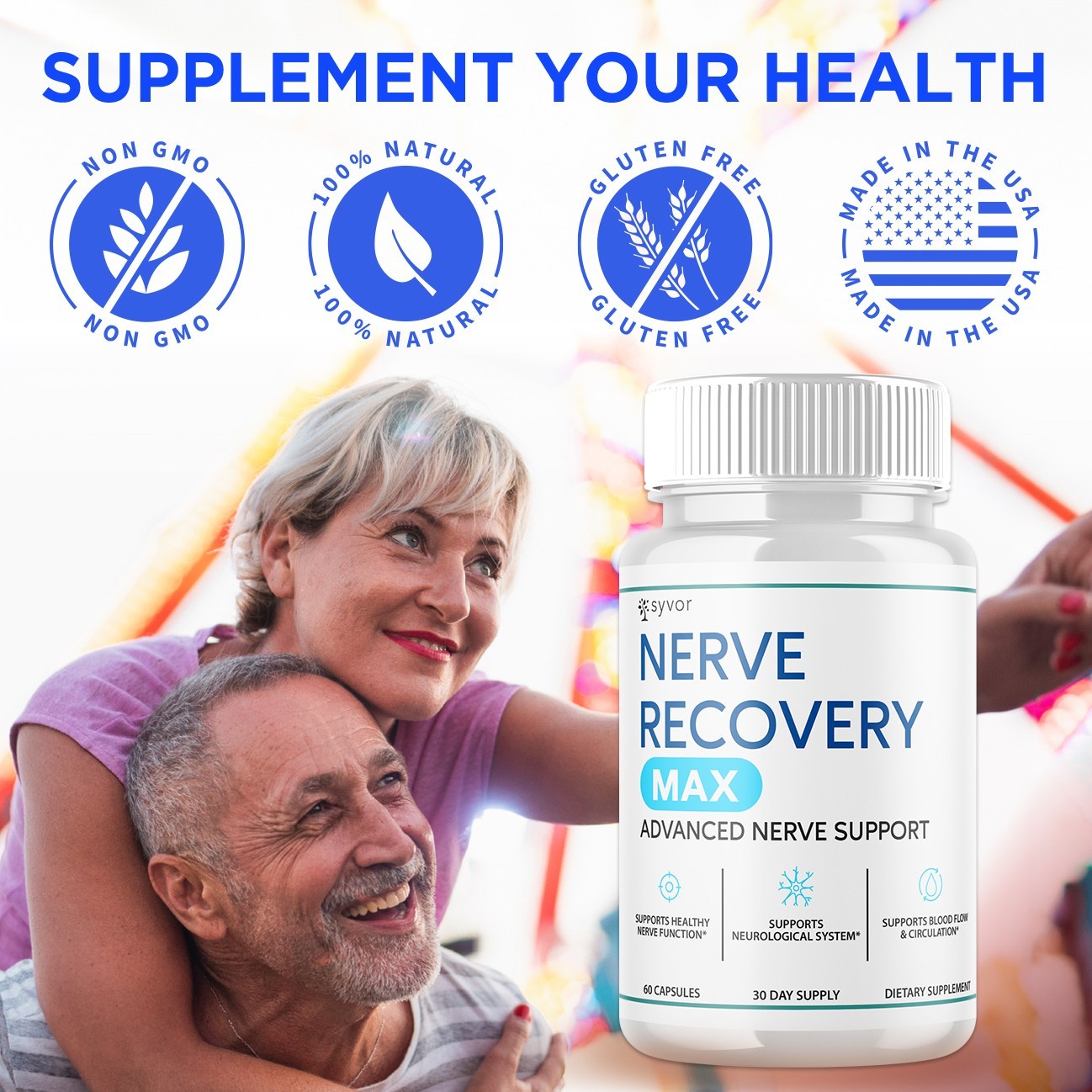 (3 Pack) Nerve Recovery Max Nootropic Formula All Natural Supplement 180 Capsule