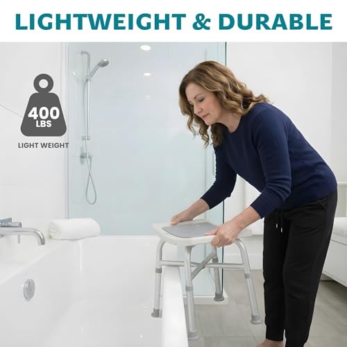 Shower Chair for Inside Shower – 400 lbs, 5-Height Adjustable Bathroom Stool
