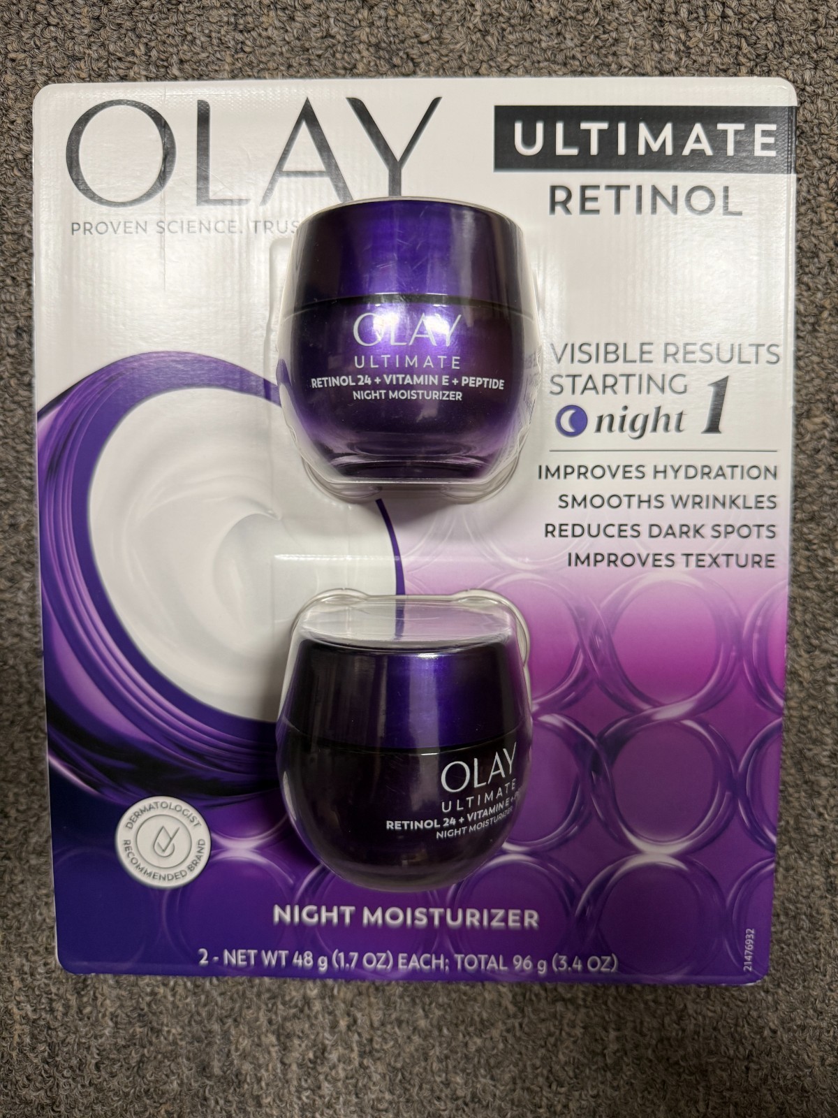 Olay Ultimate Retinol 24 + Vitamin E + Peptide Night Moisturizer (1.7 Oz, 2 Pk)