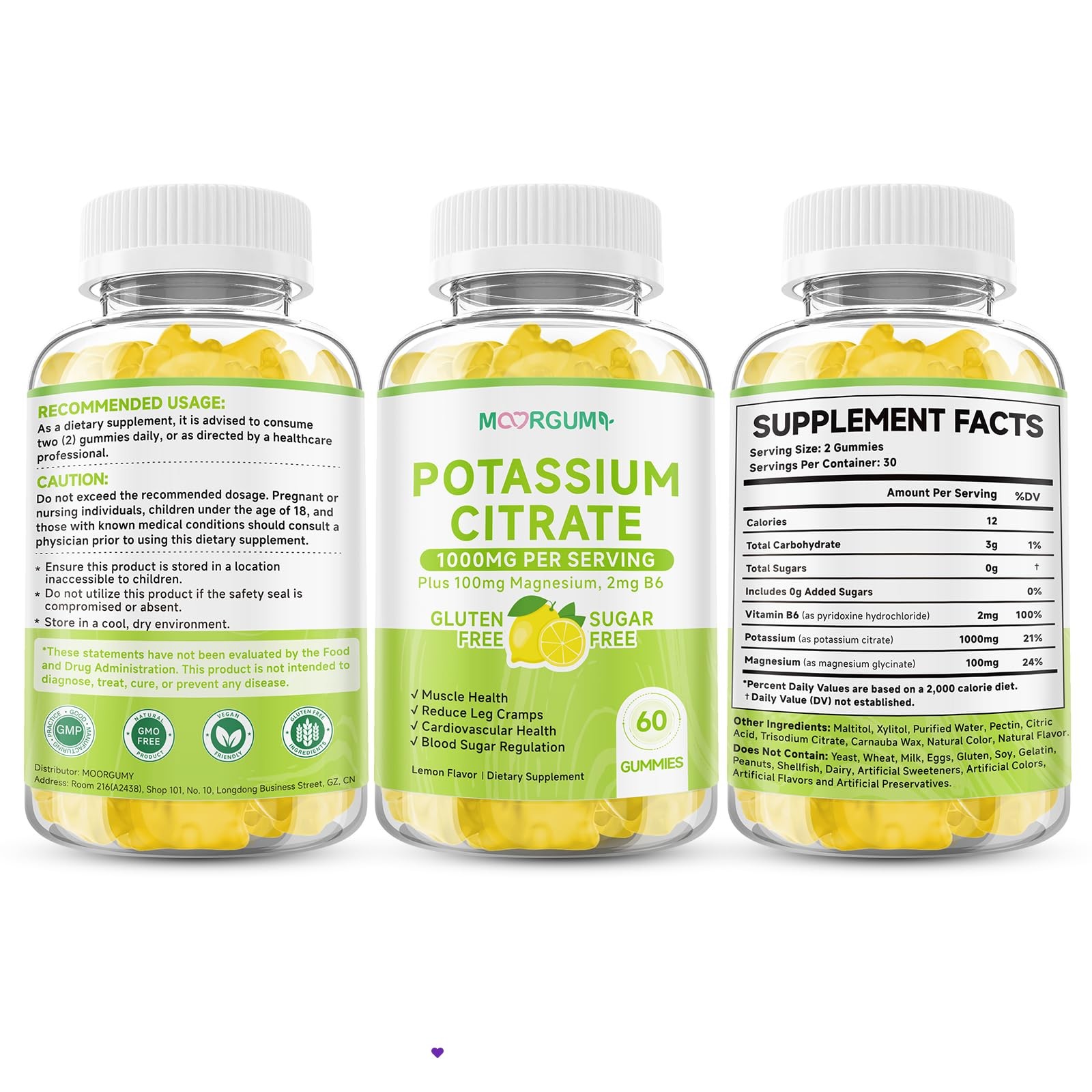 Potassium Citrate 1000mg Gummies, Supplement 60 Count (Pack of 1)