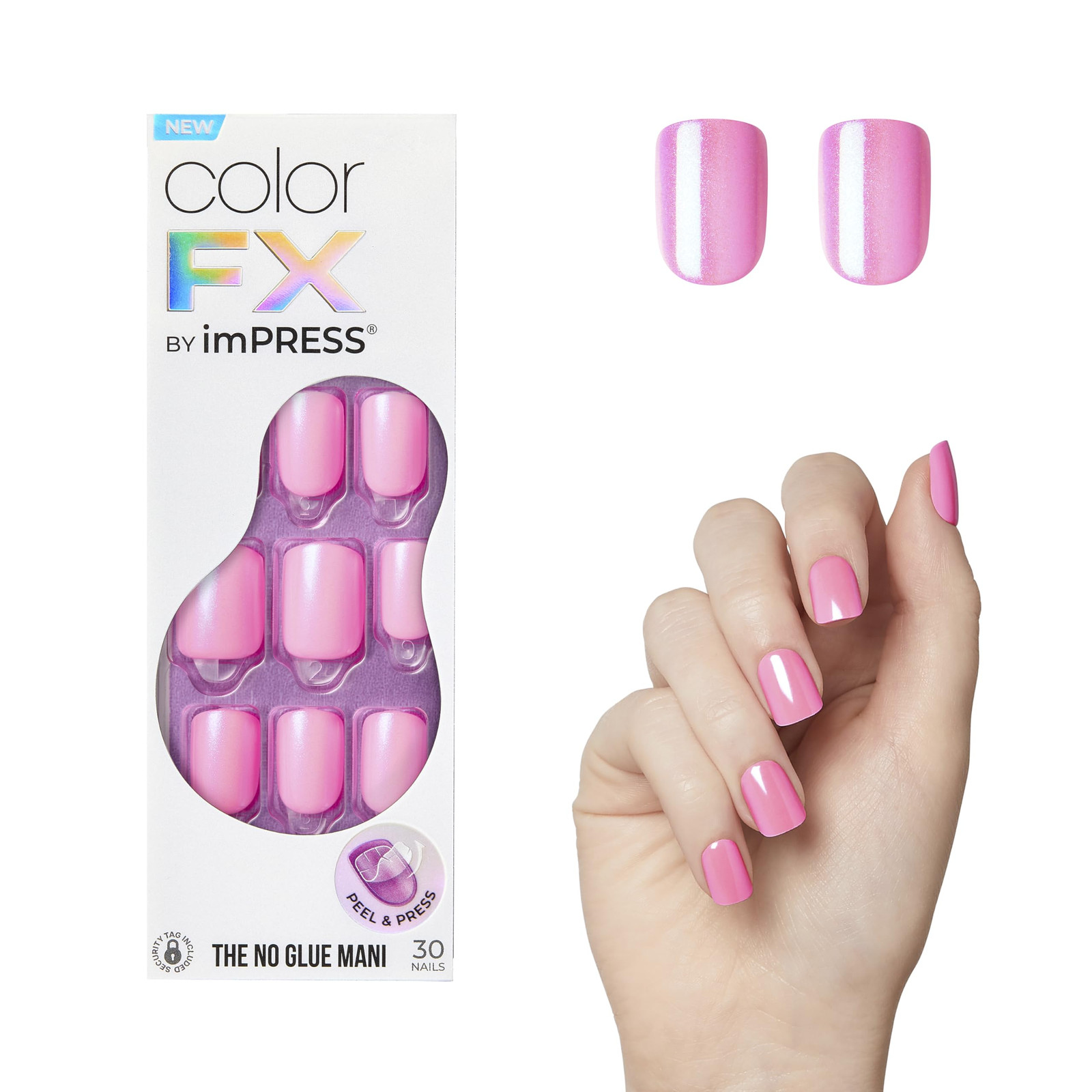 imPRESS ColorFX Press On Nails Pack of 30 Light Pink No Glue Easy to Apply