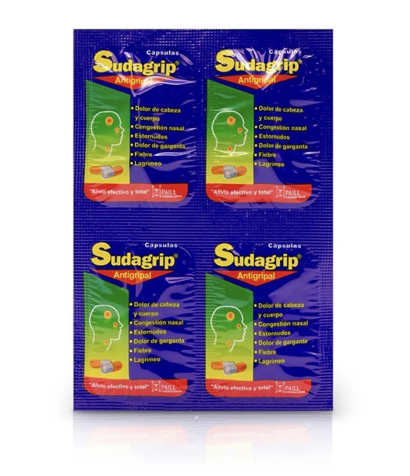 SUDAGRIP ANTIGRIPAL 12 CAPSULAS EXPIRES 2029 NO BOX FROM El SALVADOR