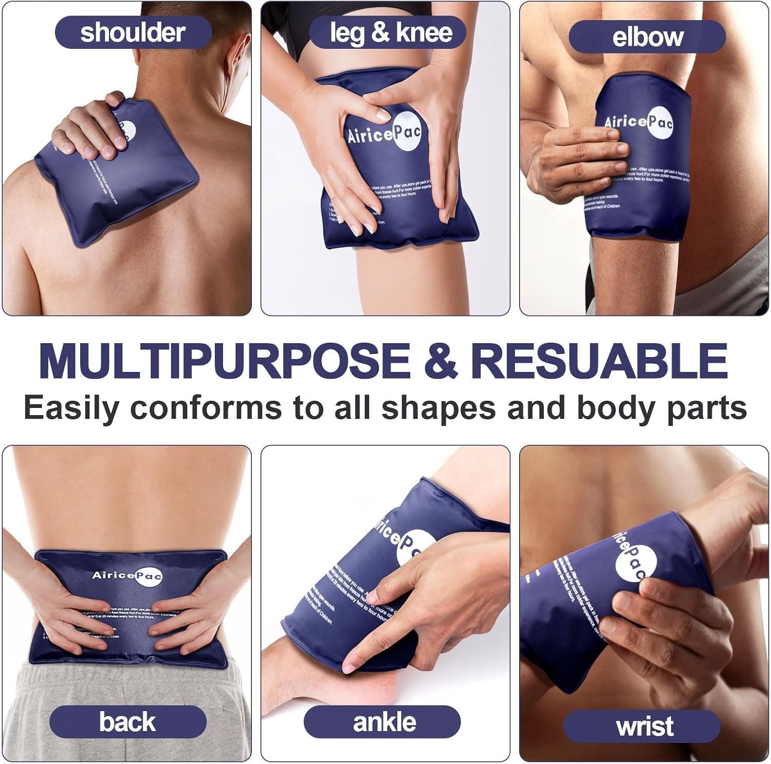 Ultra-Flexible Cold Pack for Knee, Neck, and Shoulder Pain Relief, 7”x 11”