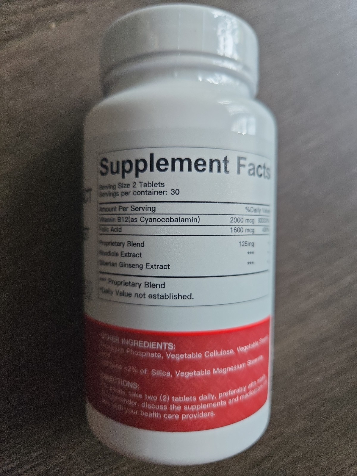WUEIS Rhodiola Extract & Vitamin B12 + Folic Acid Tablets 60 Count Exp 12/2029
