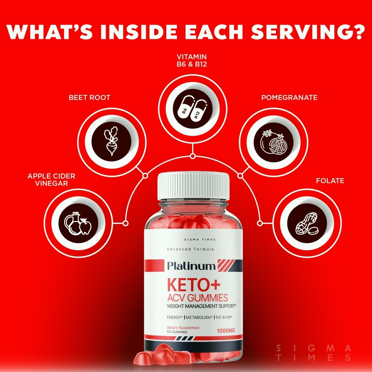 (3 Pack) Platinum Keto + ACV Gummies for Advanced Weight Loss and Fat Burning