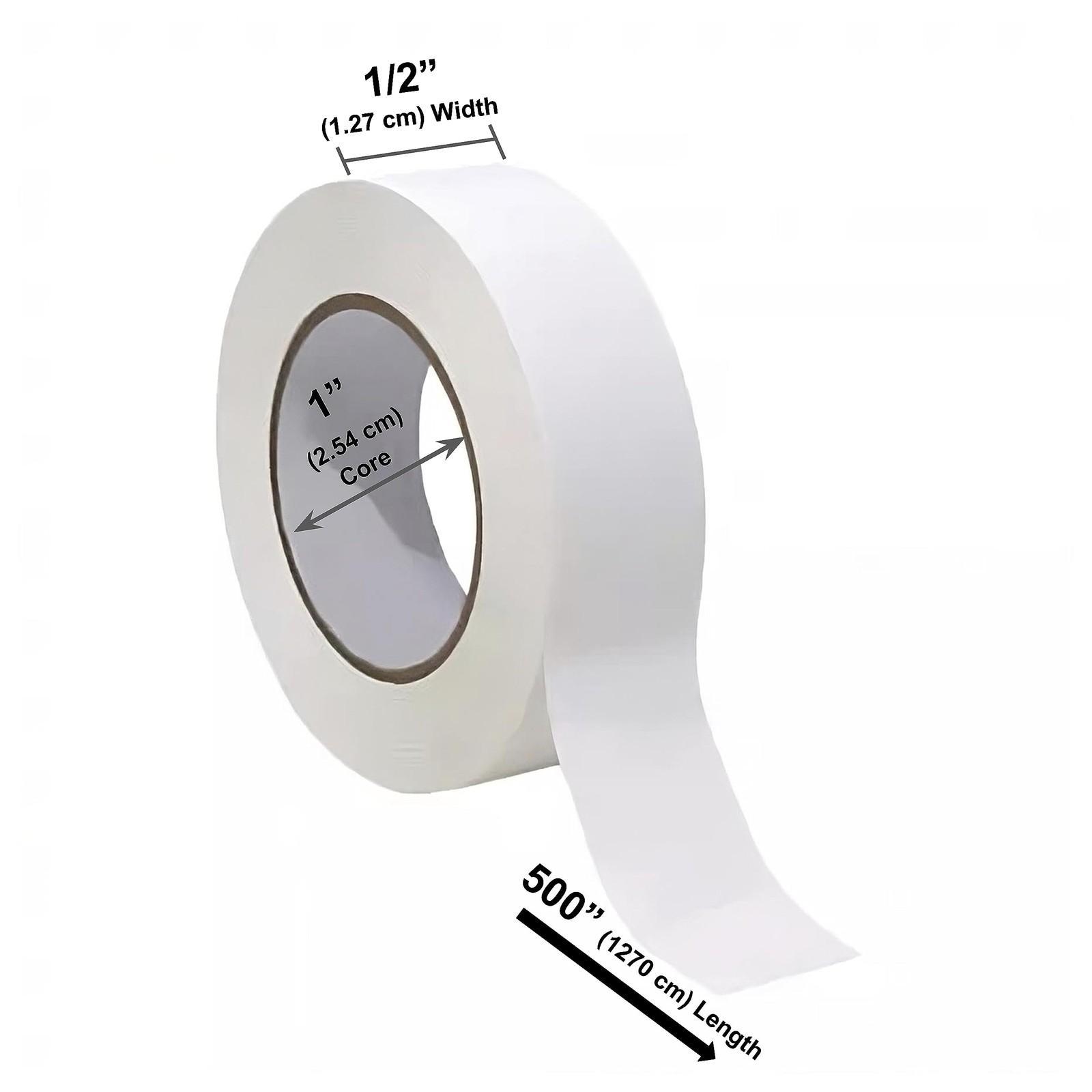 6-Rolls 1/2″ USA Made Lab Labeling Tape 500″ Length 1″ Core White Color