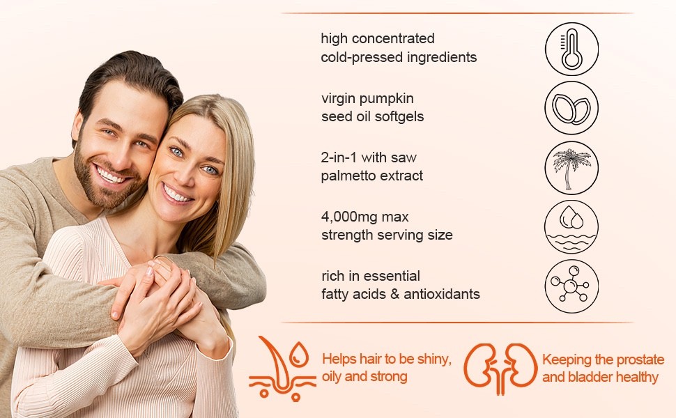 Pumpkin Seed Oil Saw Palmetto 4000mg Softgels Natural Prostate Support Free ship
