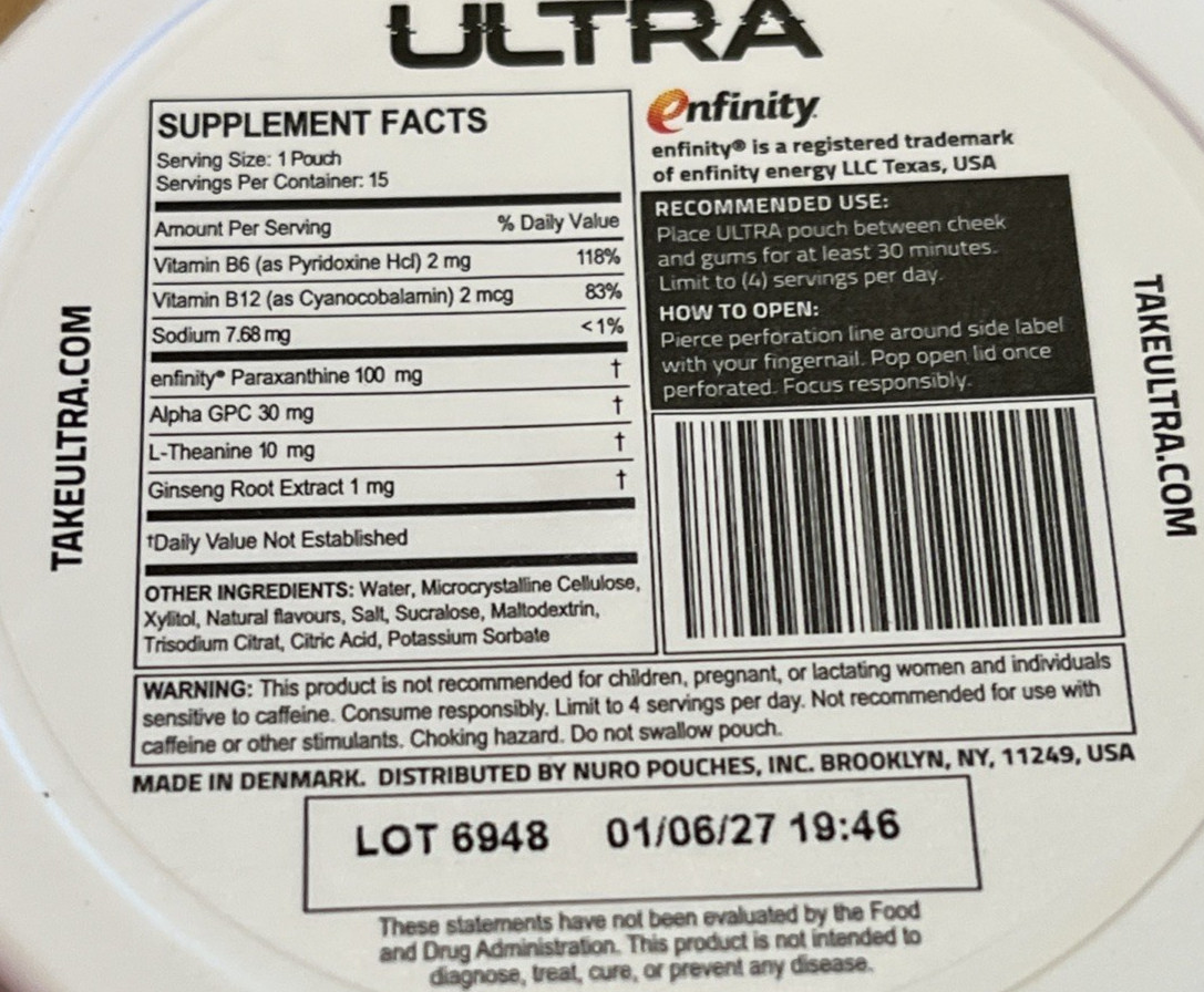 3 NEW SEALED Ultra Focus Pouches Strong Cool Mint 15 Pouches Exp: 01/2027