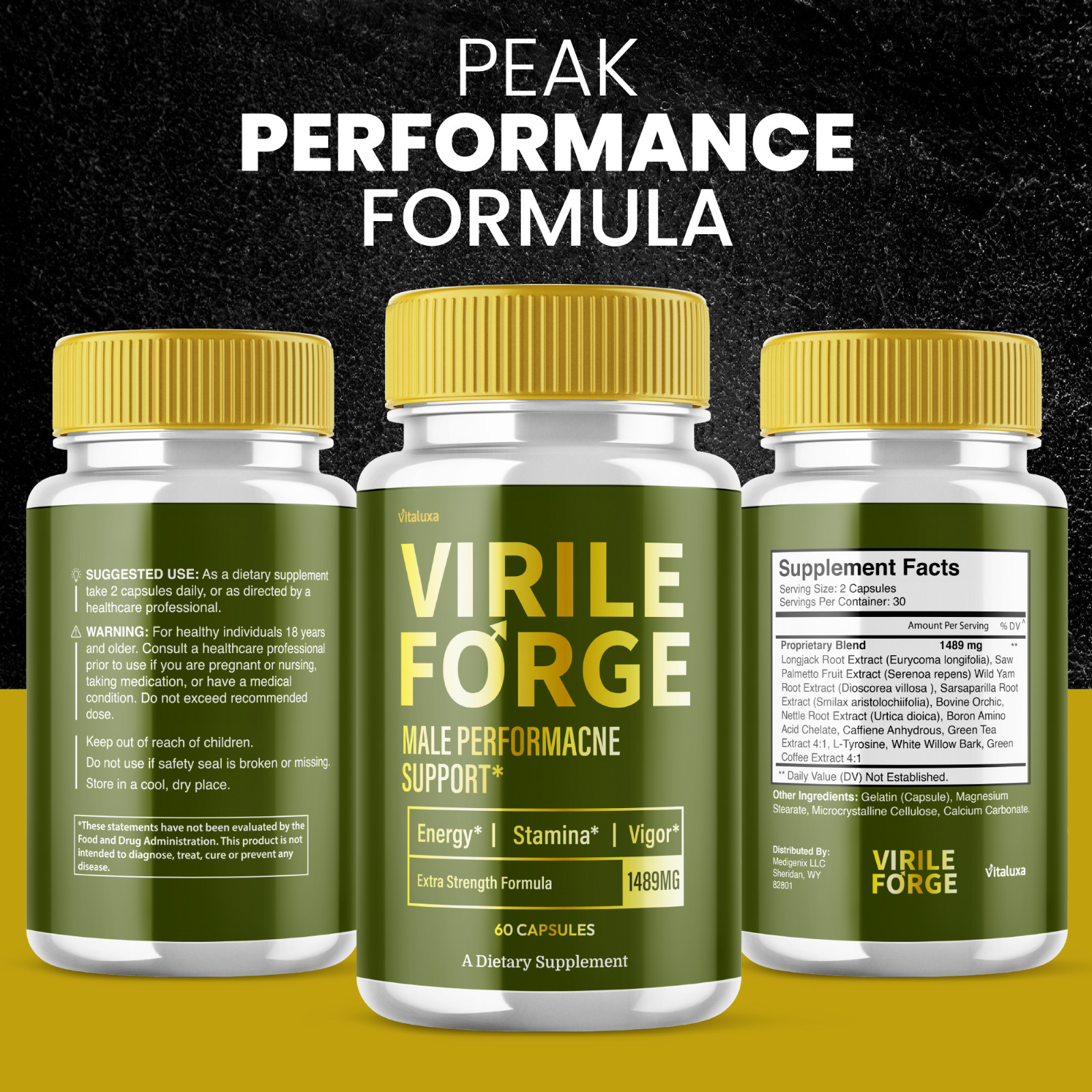 (5 Pack) Virile Forge for Men Advanced Male Performance Capsules (300 Capsules)