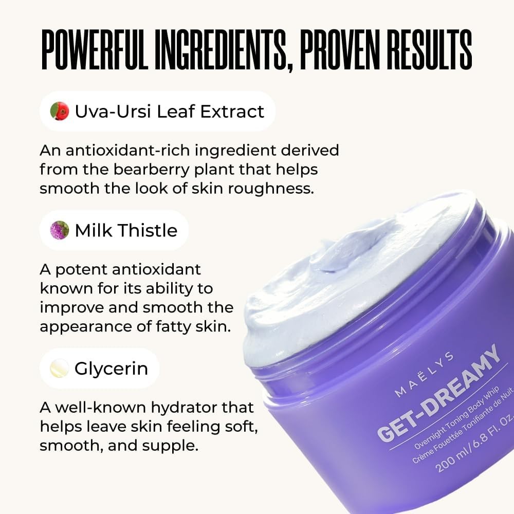 MAELYS GET – DREAMY Overnight Toning Body Whip – 6.8 oz / 200 ml – FREE SHIPPING