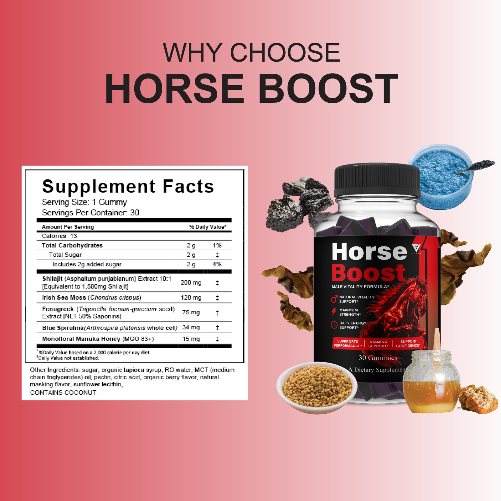 (2 Pack) Horse Boost Gummies, HorseBoost Male Performance (60 Gummies)