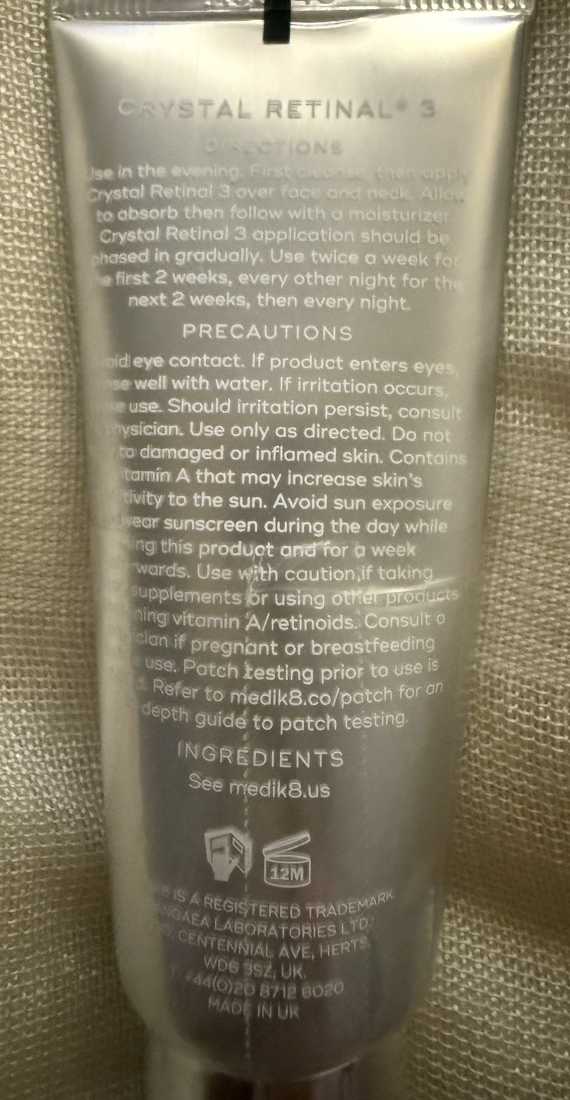 Medik8 Crystal Retinal 3 Retinal Night Serum Face/Neck Age-Defying 1.0 fl oz