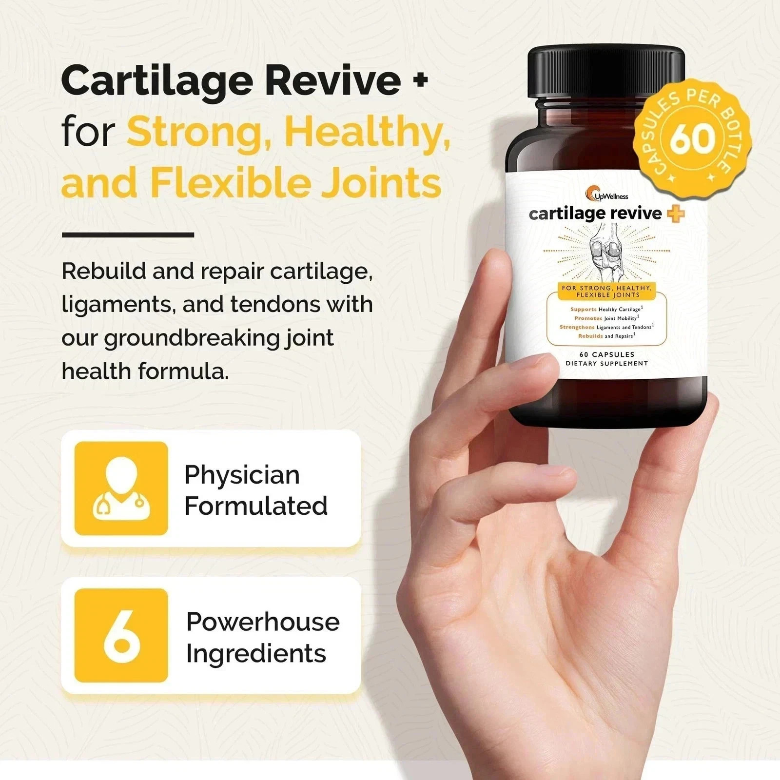 (5Pack) UpWellness Cartilage Revive + Joint Support Supplement for Men and Women