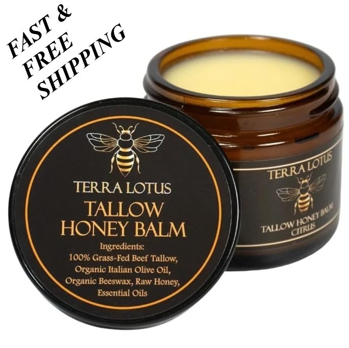 2 PACKS-Organic Grass-Fed Beef Tallow Balm with Raw Honey-Moisturizing Cream NEW