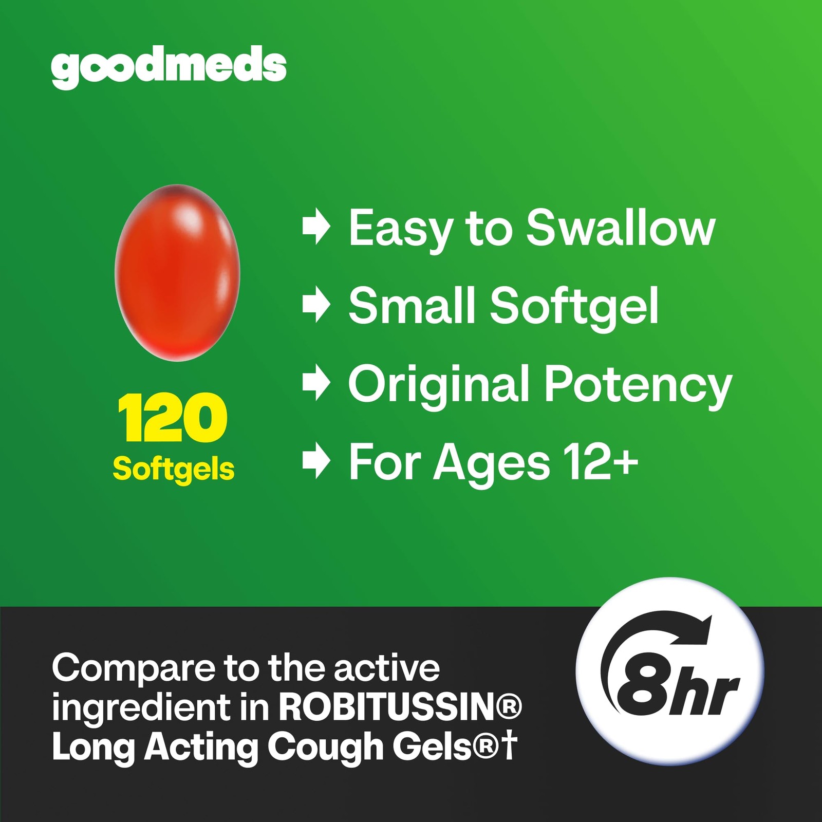 Cough Relief for Adults Softgels Dextromethorphan HBr DXM 15mg 8Hour, Non-Dro…