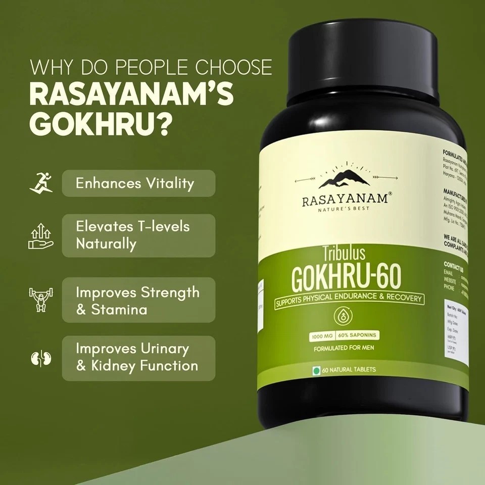 Gokshura -Puncture Vine ( Tribulus terrestris ) 1000mg tablets – 60 Tablet